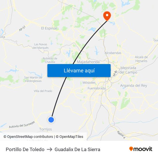 Portillo De Toledo to Guadalix De La Sierra map
