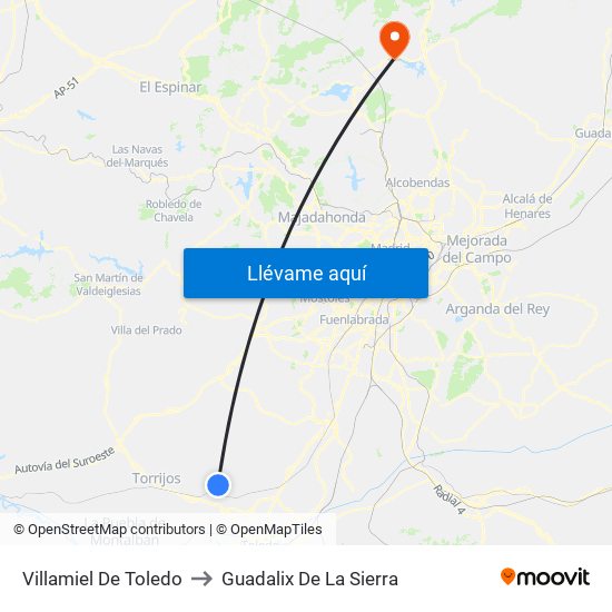 Villamiel De Toledo to Guadalix De La Sierra map