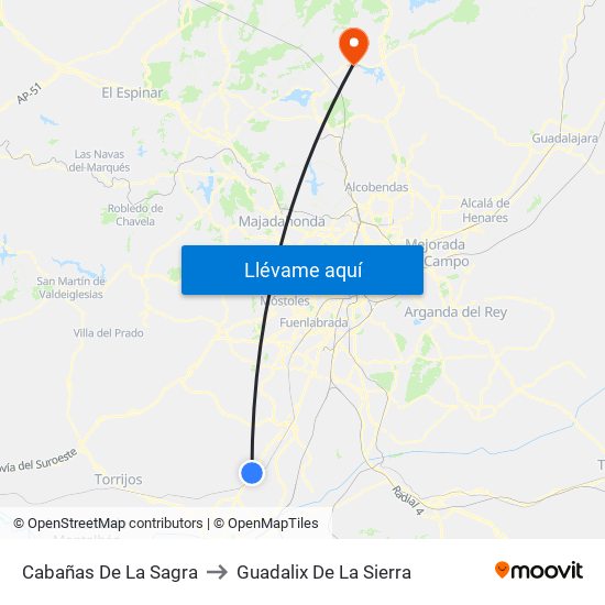 Cabañas De La Sagra to Guadalix De La Sierra map