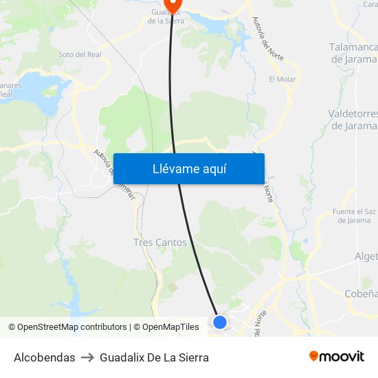 Alcobendas to Guadalix De La Sierra map