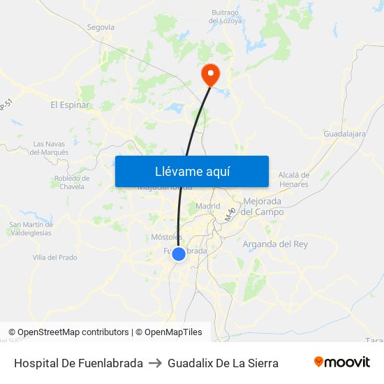 Hospital De Fuenlabrada to Guadalix De La Sierra map