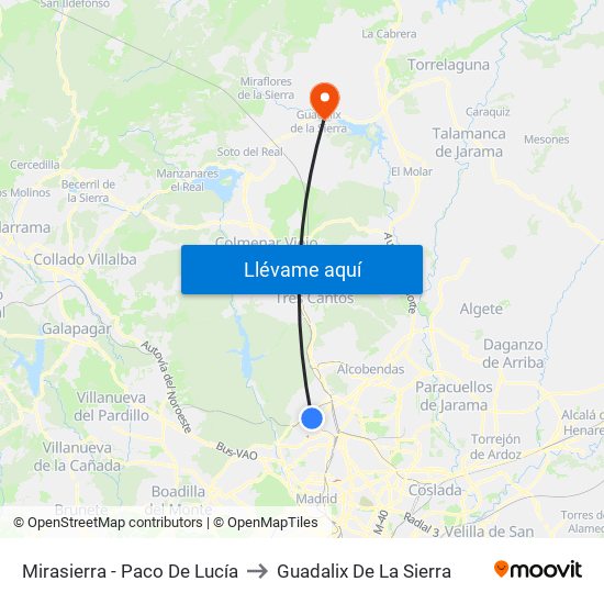 Mirasierra - Paco De Lucía to Guadalix De La Sierra map