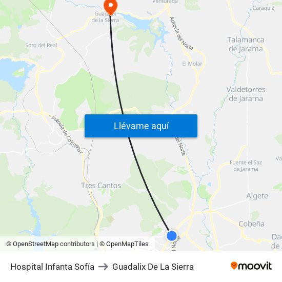 Hospital Infanta Sofía to Guadalix De La Sierra map