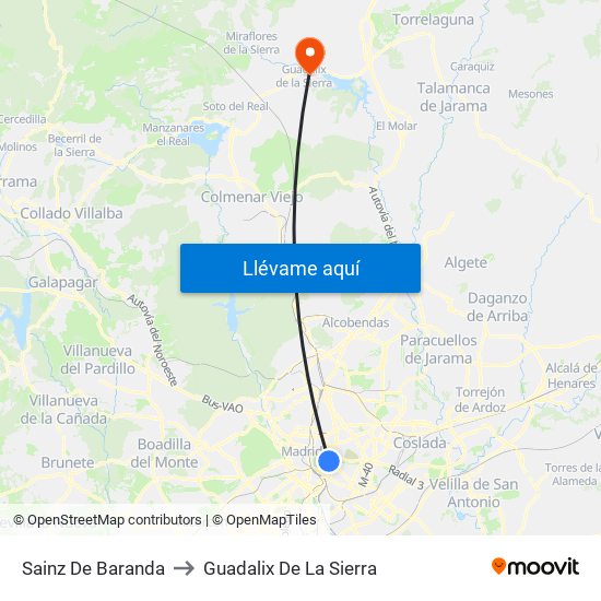 Sainz De Baranda to Guadalix De La Sierra map