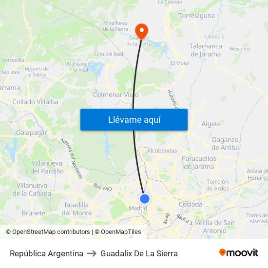 República Argentina to Guadalix De La Sierra map