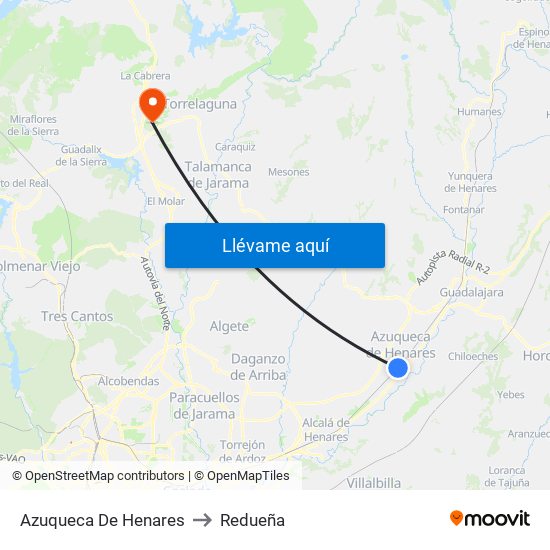 Azuqueca De Henares to Redueña map