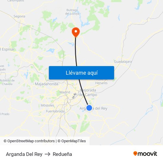 Arganda Del Rey to Redueña map
