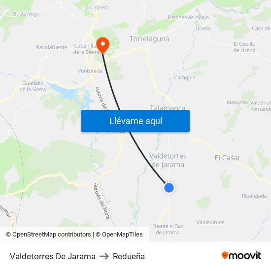 Valdetorres De Jarama to Redueña map