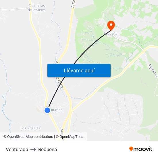 Venturada to Redueña map
