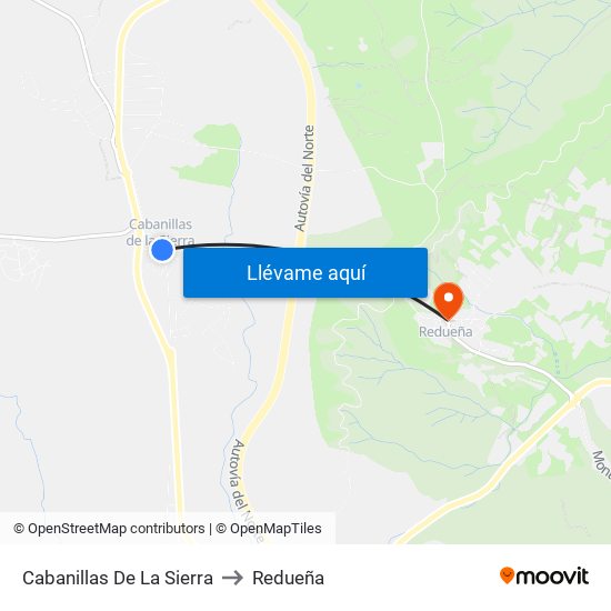 Cabanillas De La Sierra to Redueña map