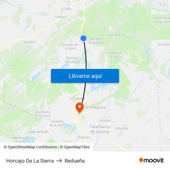 Horcajo De La Sierra to Redueña map