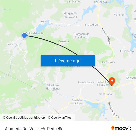 Alameda Del Valle to Redueña map