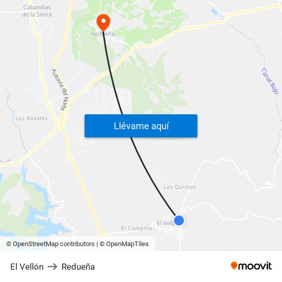 El Vellón to Redueña map