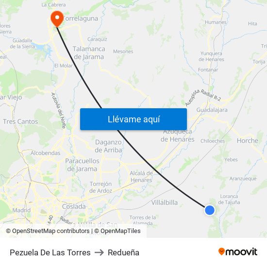 Pezuela De Las Torres to Redueña map