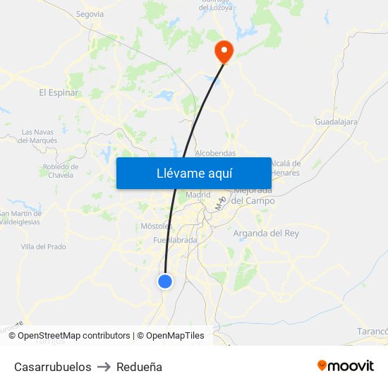 Casarrubuelos to Redueña map