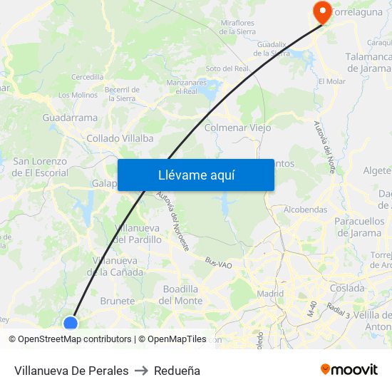Villanueva De Perales to Redueña map