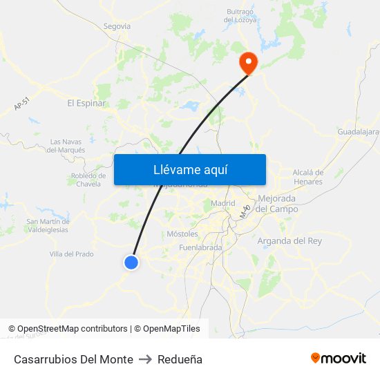 Casarrubios Del Monte to Redueña map