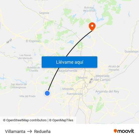 Villamanta to Redueña map