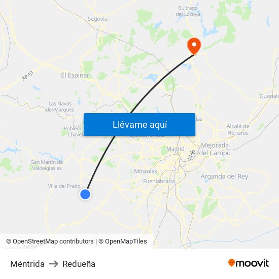 Méntrida to Redueña map