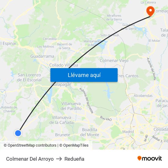 Colmenar Del Arroyo to Redueña map
