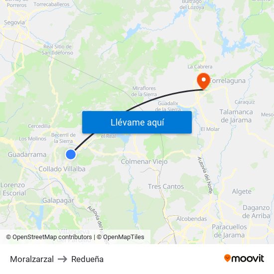 Moralzarzal to Redueña map