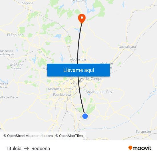 Titulcia to Redueña map