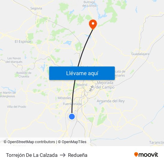 Torrejón De La Calzada to Redueña map