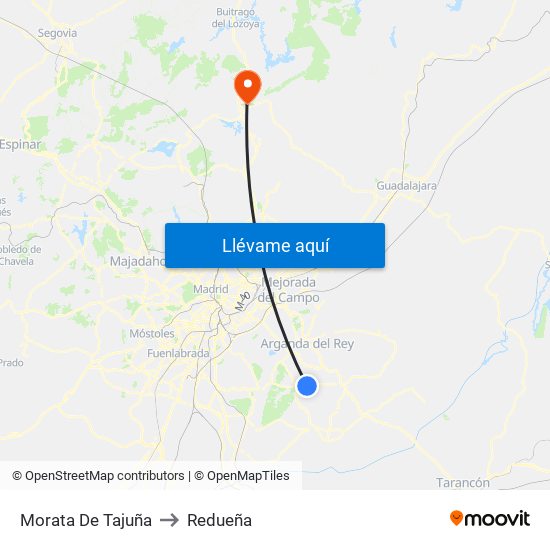Morata De Tajuña to Redueña map