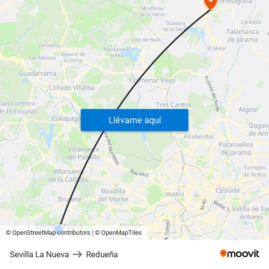 Sevilla La Nueva to Redueña map