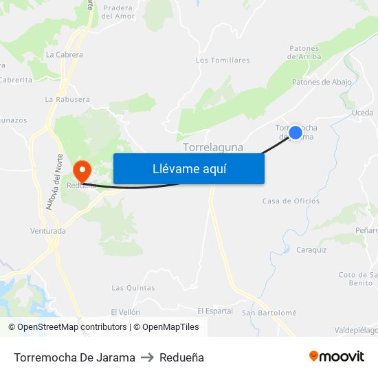 Torremocha De Jarama to Redueña map