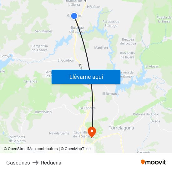 Gascones to Redueña map