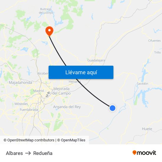 Albares to Redueña map