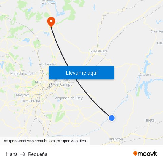 Illana to Redueña map