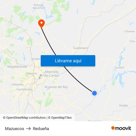 Mazuecos to Redueña map