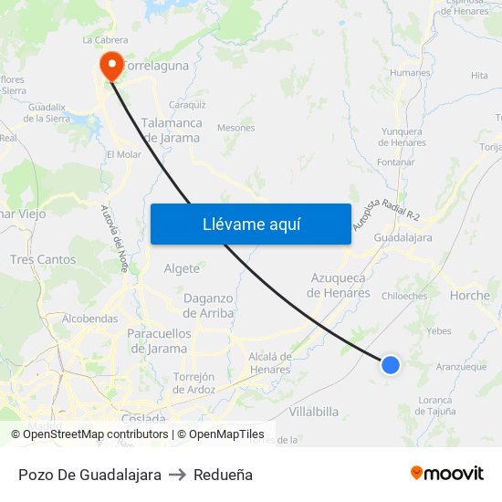 Pozo De Guadalajara to Redueña map