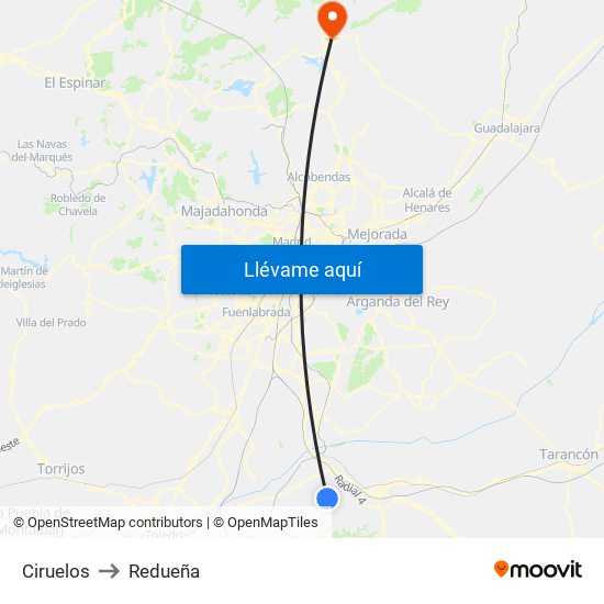 Ciruelos to Redueña map
