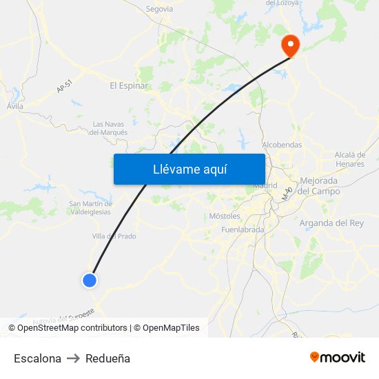 Escalona to Redueña map