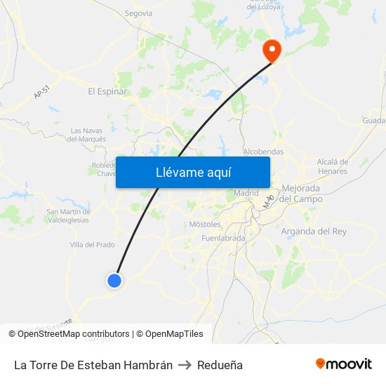 La Torre De Esteban Hambrán to Redueña map