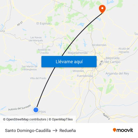 Santo Domingo-Caudilla to Redueña map