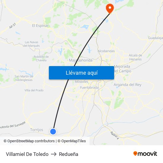 Villamiel De Toledo to Redueña map
