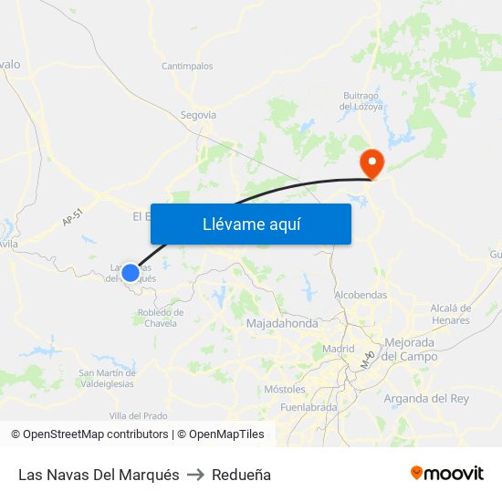 Las Navas Del Marqués to Redueña map