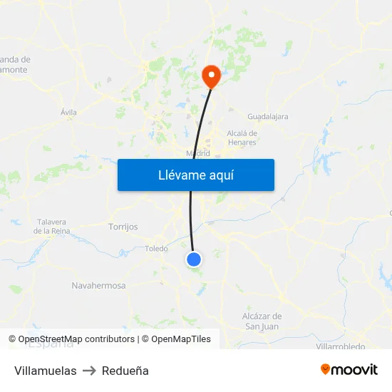 Villamuelas to Redueña map