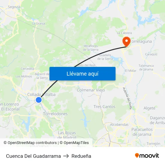 Cuenca Del Guadarrama to Redueña map
