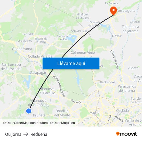 Quijorna to Redueña map