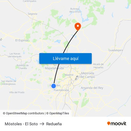 Móstoles - El Soto to Redueña map