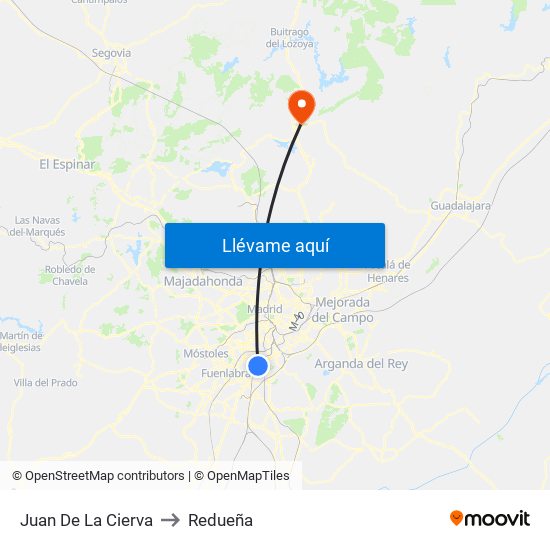 Juan De La Cierva to Redueña map