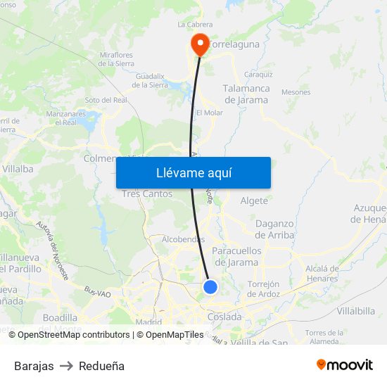 Barajas to Redueña map