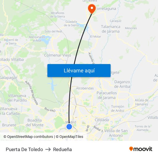 Puerta De Toledo to Redueña map