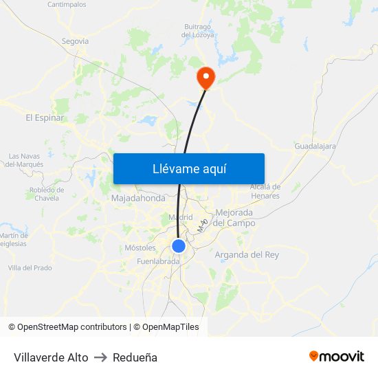 Villaverde Alto to Redueña map