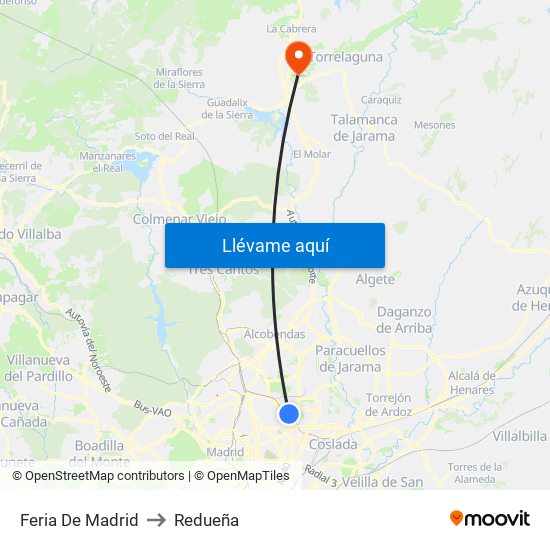 Feria De Madrid to Redueña map